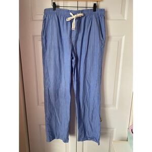 J.CREW Mens Pajama Pants Blue White Stripe Cotton Lounge Sleep Size L Preppy